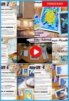 Vorschau - Mal- und Bastelvorlagen - Kunstprojekt Sommer-Mosaik, Wasserfarben-Kunst für Herbst & Schulstart | Kunst Klasse 3, 4, 5, 6 | Ideal für Vertretungsstunden & fachfremden Kunstunterricht - Seite 1
