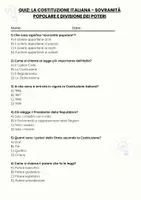 anteprima - Quiz - La Costituzione italiana - Sovranità popolare e divisione dei poteri - Quiz - Pagina 1