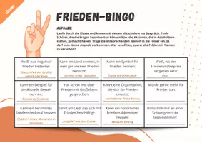 Vorschau - Arbeitsblätter - Frieden - Bingo (12 Aktions- und Wissensfeldern) - Seite 2