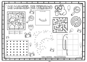 Vista previa - Manualidades / Dibujos para colorear - Manteles verano_multiactividades - página 3