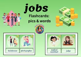 Vorschau - Bildkarten - jobs -Flashcards with pics & words (Englisch) - Deckblatt