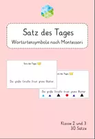 Vorschau - Arbeitsblätter - Satz des Tages (Wortarten nach Montessori) - Deckblatt