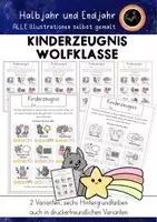 Vorschau - Anderer Materialtyp - Kinderzeugnis Zuegnisvorlage Wolf | Wolfklasse Endjahr und HalbjahrZeugnis - Deckblatt