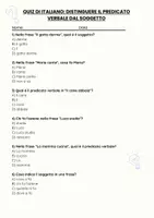 anteprima - Quiz - Distinguere il predicato verbale dal soggetto - Pagina 1