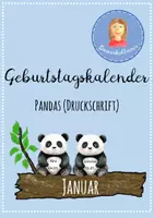 Vorschau - Mal- und Bastelvorlagen - Geburtstagskalender Pandas - Deckblatt