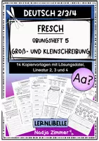 Vorschau - Arbeitsblätter - FRESCH Groß- und Kleinschreibung - 14 Kopiervorlagen mit Lineatur 3, 4 und 12 KV mit Lineatur 2, Lösungsdatei - Deckblatt