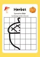 Vorschau - Arbeitsblätter - Herbst Symmetriebilder Ausmalbilder Grundschule - Seite 1