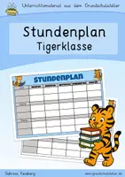 Vorschau - Poster - Stundenplan für die Tigerklasse (Klassentier: Tiger) - Deckblatt