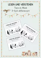 Vorschau - Arbeitsblätter - LESEN UND VERSTEHEN Tiere rund um den Wald - Deckblatt