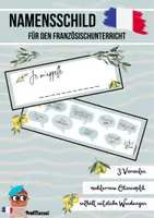 Vorschau - Mal- und Bastelvorlagen - Namensschild Französisch in mediterraner Olivenoptik - Deckblatt