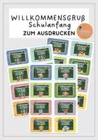 Vorschau - Bildkarten - Willkommensgruß für den Schulanfang - Kärtchen zum Ausdrucken - Deckblatt