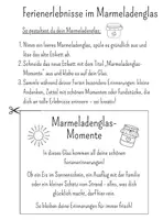 Vorschau - Arbeitsblätter - Ferienerlebnisse im Marmeladenglas - Deckblatt
