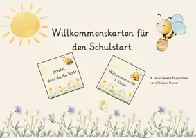 Vorschau - Bildkarten - Willkommenskarten zum Schulstart - Bienenklasse - Seite 1