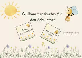 Vorschau - Bildkarten - Willkommenskarten zum Schulstart - Bienenklasse - Deckblatt