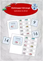 Vorschau - Arbeitsblätter - 2 Klettmappen (TEACCH-Mappe) zur Subtraktion im ZR 20 - Fahrzeuge - Deckblatt
