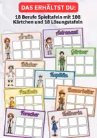 Vorschau - Bildkarten - Legematerial Berufe – Zuordnungsspiel mit 18 Berufen und 108 passenden Utensilien - Seite 1
