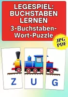 Vorschau - Bildkarten - Leseförderung mit ABC Puzzle – 20 Wörter in Großbuchstaben puzzeln und lesen lernen im Spiel - Deckblatt
