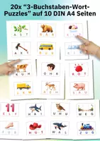 Vorschau - Bildkarten - Leseförderung mit ABC Puzzle – 20 Wörter in Großbuchstaben puzzeln und lesen lernen im Spiel - Seite 1