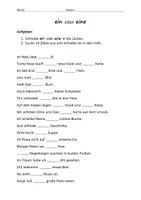 Vorschau - Arbeitsblätter - Lückensätze Lückentext ein / eine unbestimmte Artikel Begleiter von Nomen - Deckblatt