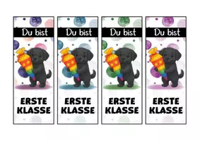 Vorschau - Anderer Materialtyp - Schwarzer Labrador Lesezeichen als Geschenk zur Einschulung - Seite 1