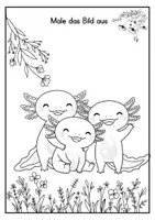Vorschau - Mal- und Bastelvorlagen - Axolotl Ausmalbilder – Niedliche Motive zum Ausdrucken - Seite 1