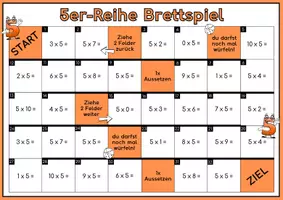 Vorschau - Arbeitsblätter - 5er-Reihe Mathe Brettspiel (Multiplikation/Einmaleins) - Seite 1