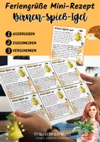 Vorschau - Mal- und Bastelvorlagen - Birnen-Spieß-Igel Klasse 1 bis 4 - Feriengruß Herbstferien - Seite 1