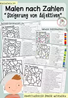 Vorschau - Arbeitsblätter - Malen nach Zahlen "Steigerung von Adjektiven" I Kl. 3+4 - Deckblatt