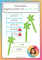 Vorschau - Bildkarten - Zauberstäbe_Aus Nomen werden Adjektive - Deckblatt