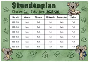 Vorschau - Anderer Materialtyp - Koalaklasse Stundenplan (editierbar) Klassentier Koala - Seite 3