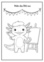 Vorschau - Mal- und Bastelvorlagen - Axolotl Fasching Ausmalbilder – Tierischer Malspaß zum Karneval! - Seite 1