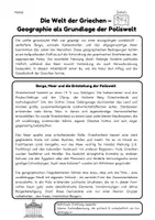 Vorschau - Arbeitsblätter - Die Welt der Griechen - Geographie als Grundlage der Poliswelt - Deckblatt