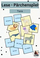 Vorschau - Spiele - 1. Klasse - Lese-Pärchenspiel - Tiere - Deckblatt