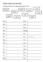 Vorschau - Arbeitsblätter - 3 Arbeitsblätter Vorübung Wörter ordnen nach dem Alphabet ABC - Deckblatt