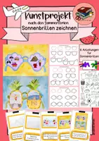 Vorschau - Arbeitsblätter - Kunstprojekt nach den Sommerferien | Sonnenbrillen zeichnen | Ferienerinnerung - Deckblatt