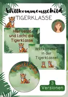 Vorschau - Bildkarten - Willkommensschilder Tigerklasse - Deckblatt