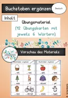 Vorschau - Aufgabenkarten - Buchstaben ergänzen: Freiarbeitsmaterial - Deckblatt