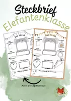 Vorschau - Arbeitsblätter - Steckbrief Elefantenklasse - Deckblatt