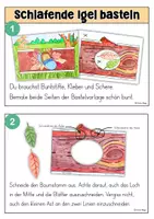 Vorschau - Mal- und Bastelvorlagen - HERBST/WINTER Kunstprojekt: Süße Bastelvorlage mit einem schlafenden Igel im Baumstamm - Seite 1