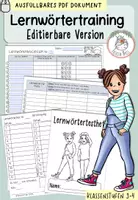 Vorschau - Arbeitsblätter - Lernwörtertraining - "Editierbare Version" I Kl. 3+4 - Deckblatt