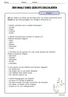 Vorschau - Arbeitsblätter - Den Inhalt eines Gedichts erschließen und verschriftlichen (inkl. Musterlösung) - Seite 2