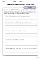 Vorschau - Arbeitsblätter - Den Inhalt eines Gedichts erschließen und verschriftlichen (inkl. Musterlösung) - Seite 3