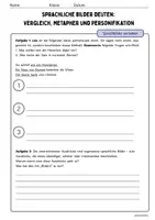 Vorschau - Arbeitsblätter - Sprachliche Bilder deuten- Vergleich, Metapher und Personifikation (inkl. Musterlösung) - Seite 1