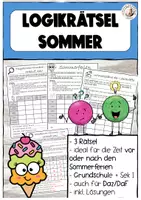 Vorschau - Arbeitsblätter - Logikrätsel Sommer Grundschule DaZ Sek I Deutsch Leseverstehen - Deckblatt