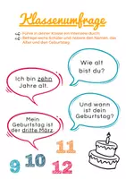 Aperçu - Feuilles d'exercices - Klassenumfrage Alter Geburtstag - sondage en classe âge et anniversaire - Page de couverture