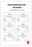 Vorschau - Mal- und Bastelvorlagen - Hausaufgabengutschein Dinoklasse - Deckblatt