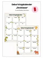 Vorschau - Mal- und Bastelvorlagen - Geburtstagskalender Dinoklasse - Deckblatt