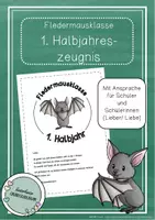 Vorschau - Anderer Materialtyp - Fledermausklasse - 1. Halbjahreszeugnis in der 1. Klasse - Deckblatt