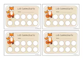 Vorschau - Mal- und Bastelvorlagen - Fuchsklasse - Lob-Sammelkarte - Seite 1