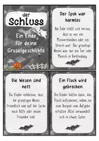 Vorschau - Arbeitsblätter - Gruselgeschichten - Tippkarten Ende/ Schluss - Seite 1